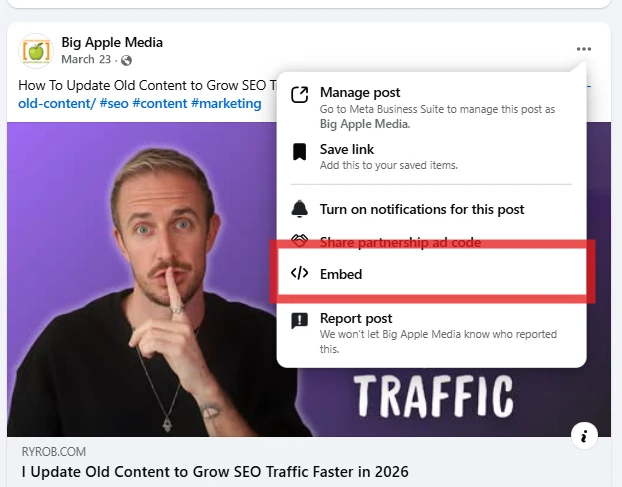 Facebook Embed directions