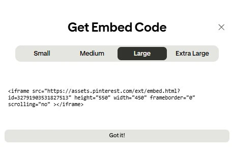 how to embed Pinterest