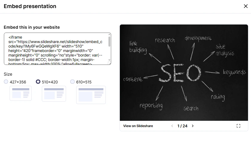 slideshare content embed