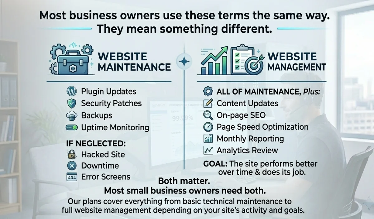 website maintenance vs website management
