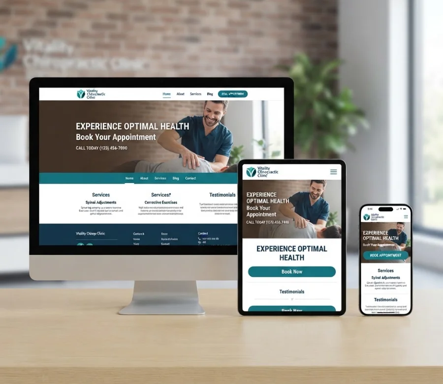 Chiropractic website design shown on desktop and mobile