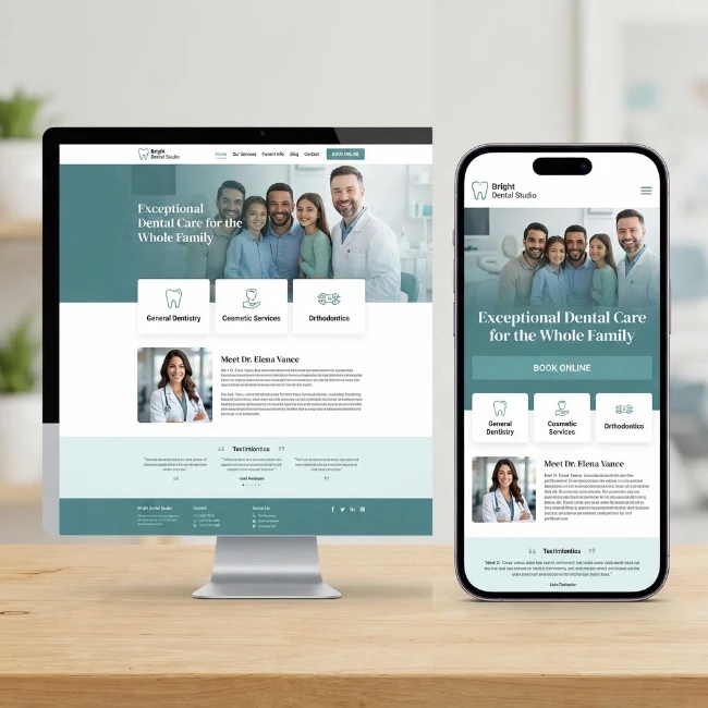 Dental website design shown on desktop and mobile